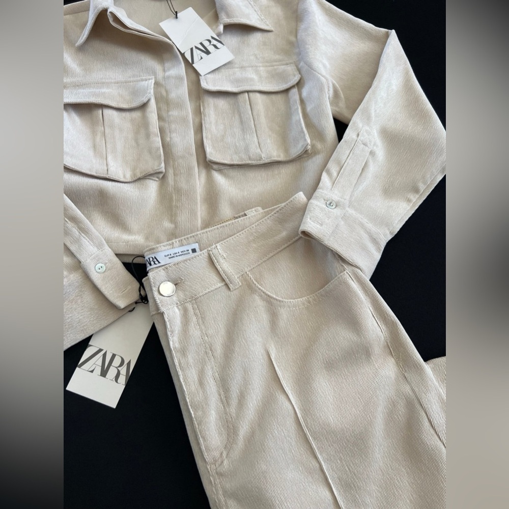 Zara Beige Corduroy Top and Pants - Picture 3 of 12